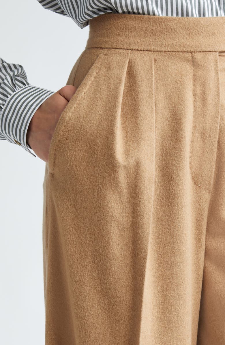 Max Mara Fagus Wool Blend Wide Leg Pants, Alternate, color, Camel