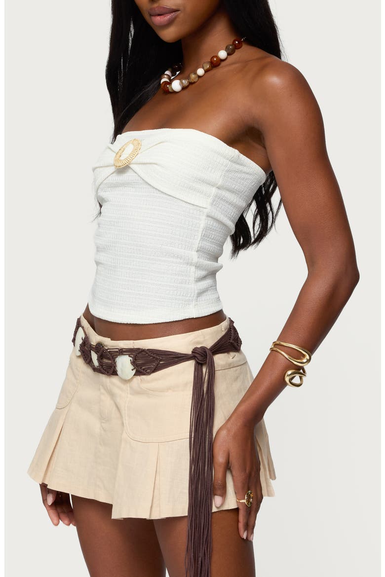 Ring Detail Strapless Knit Top, Alternate, color, CREAM