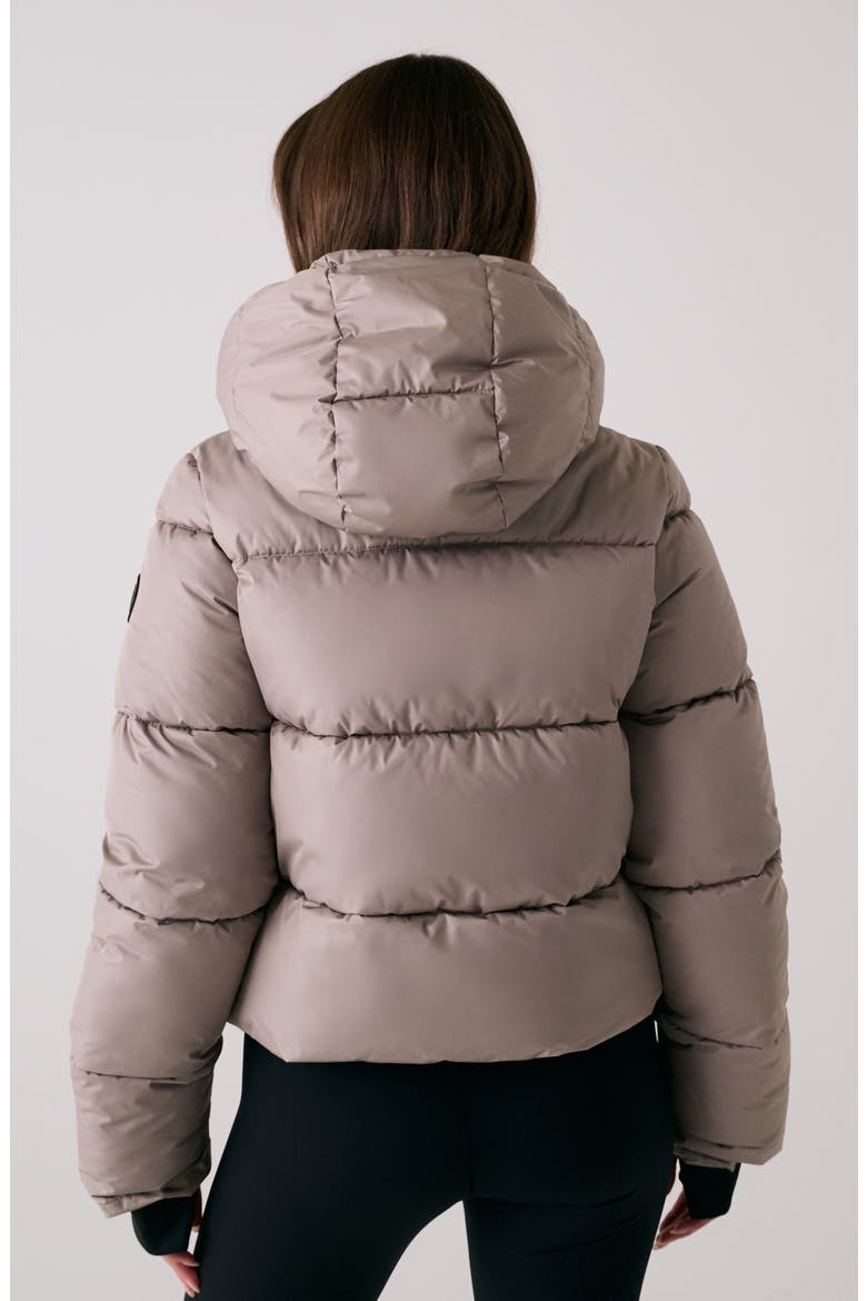 London Waterproof 700 Fill Power Hooded Down Crop Puffer Jacket, Alternate, color, PEBBLE