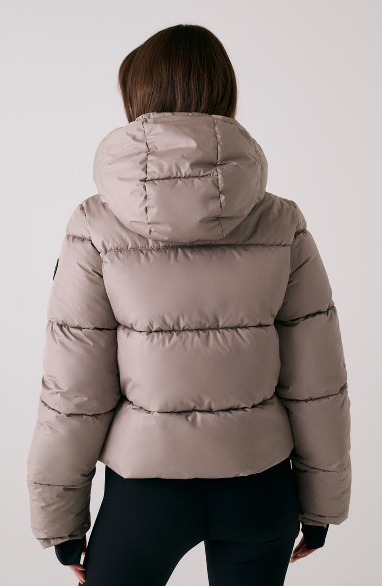 Lole London Waterproof 700 Fill Power Hooded Down Crop Puffer Jacket, Alternate, color, Pebble