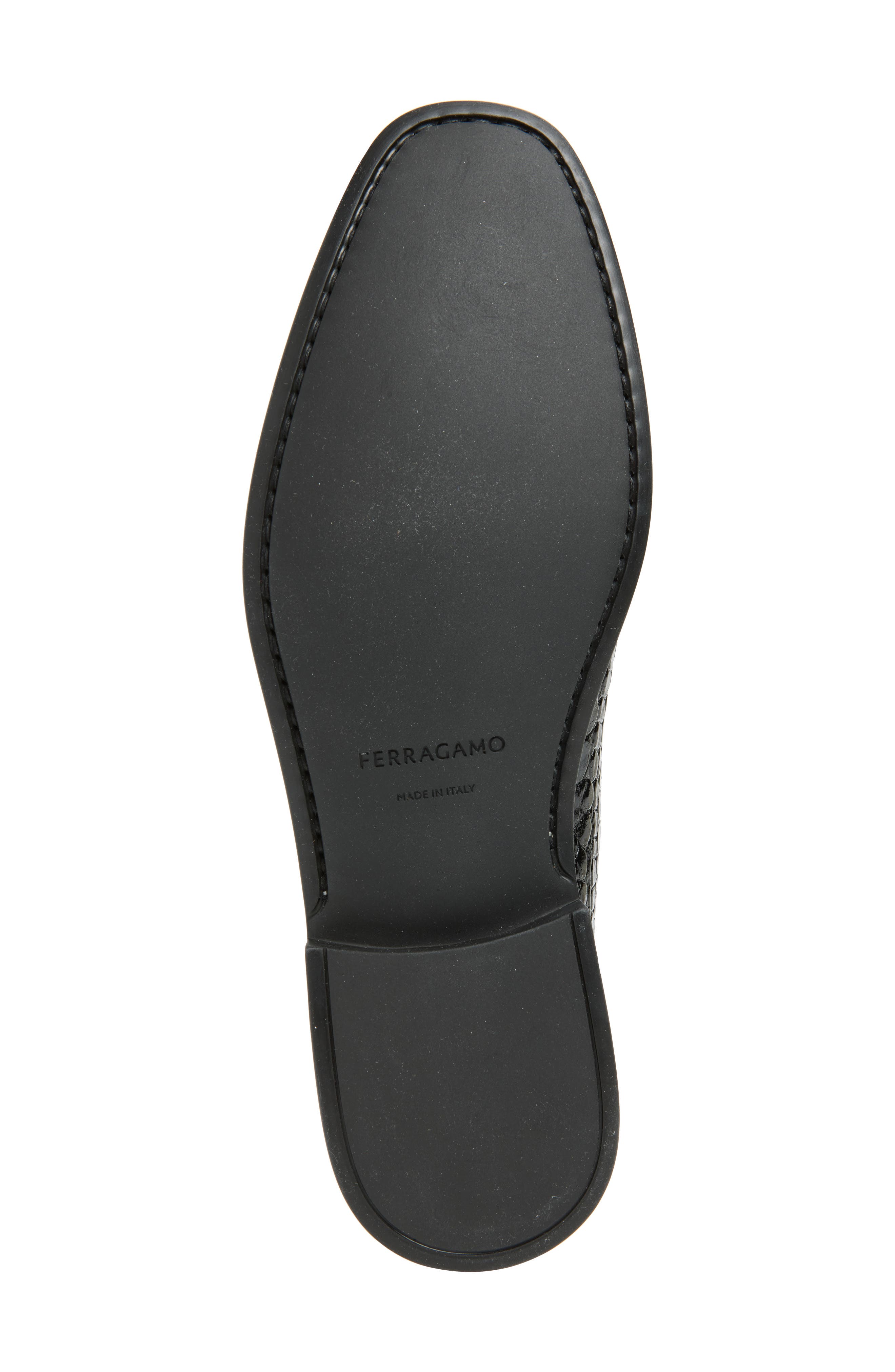 FERRAGAMO Croc Embossed Loafer, Alternate, color, Nero