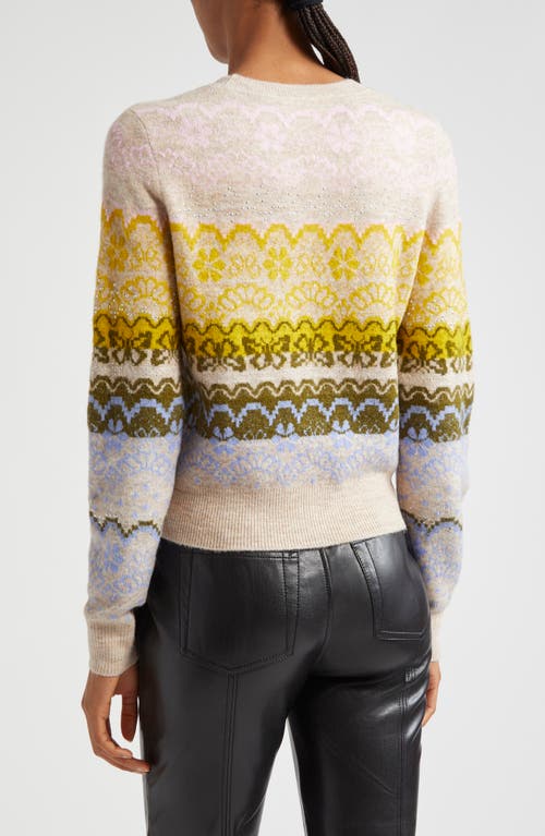 Shop Cinq À Sept Fair Isle Studded Sweater In Oatmeal Multi