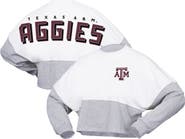 SPIRIT JERSEY Women's Spirit Jersey  White Texas A&M Aggies Heather Block Cropped Long Sleeve Jersey T-Shirt