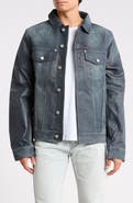 PURPLE BRAND Leather Trucker Jacket
