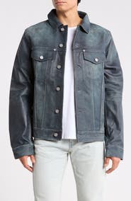 PURPLE BRAND Leather Trucker Jacket