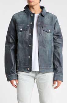 PURPLE BRAND Leather Trucker Jacket