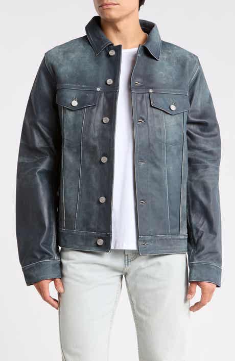 PURPLE BRAND Leather Trucker Jacket