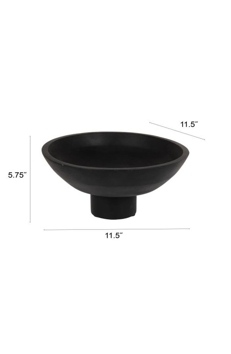 Storied Home Mango Wood Footed Bowl, Black Finish, Alternate, color, 
