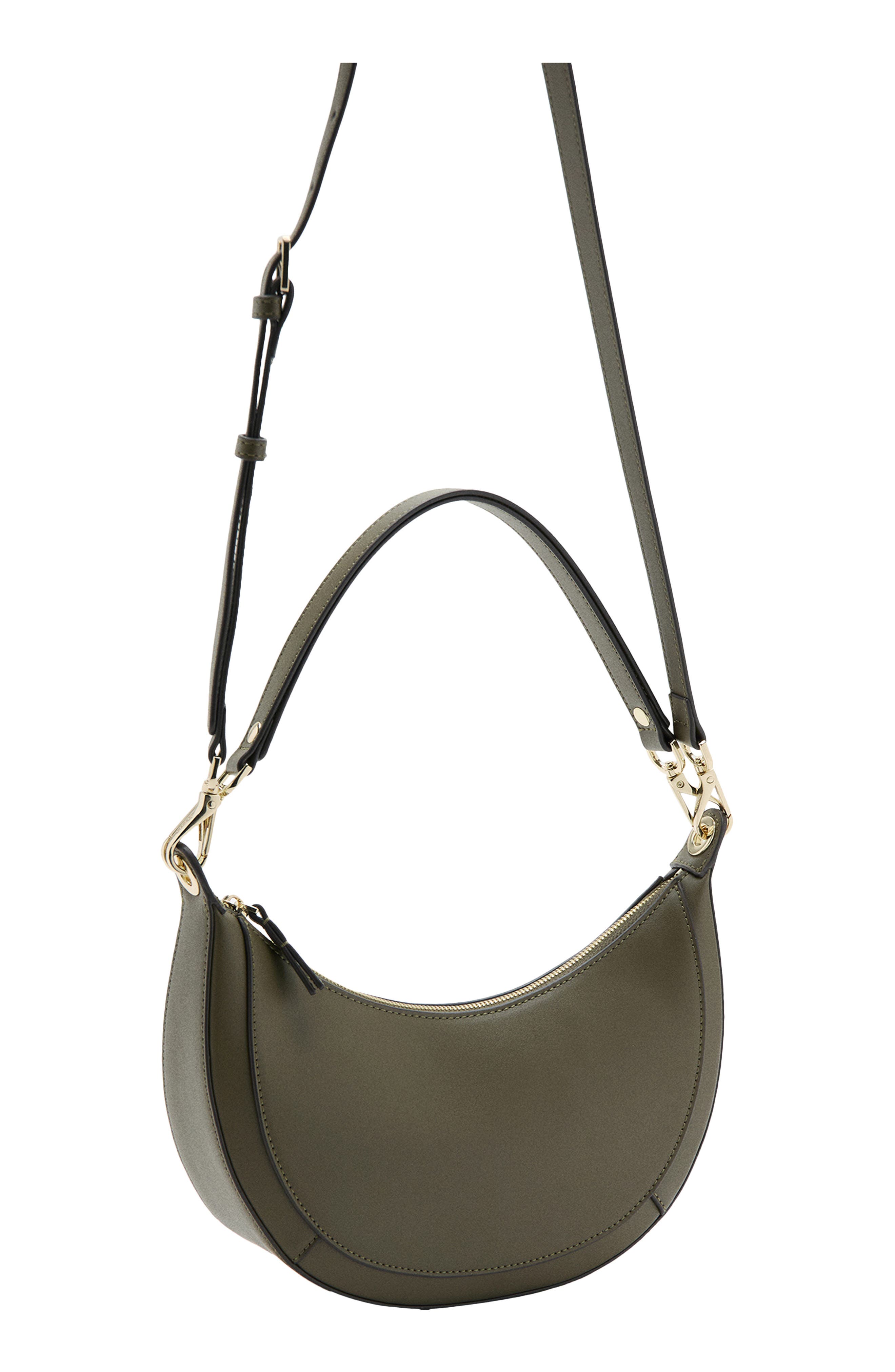 MANGO Oval Faux Leather Shoulder Bag, Alternate, color, Khaki Green