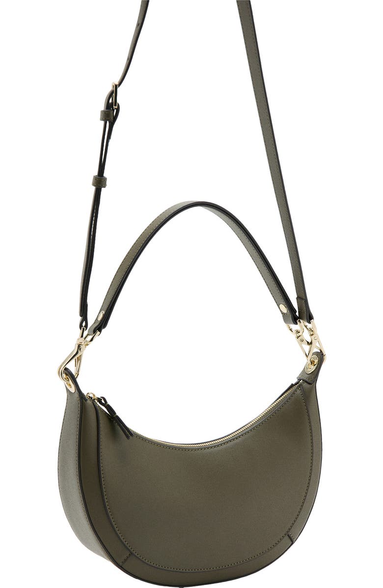 MANGO Oval Faux Leather Shoulder Bag, Alternate, color, Khaki Green