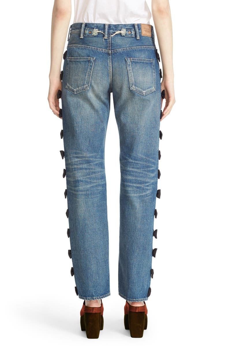 Tu es mon Trésor Grosgrain Bow Embellished Jeans, Alternate, color, 