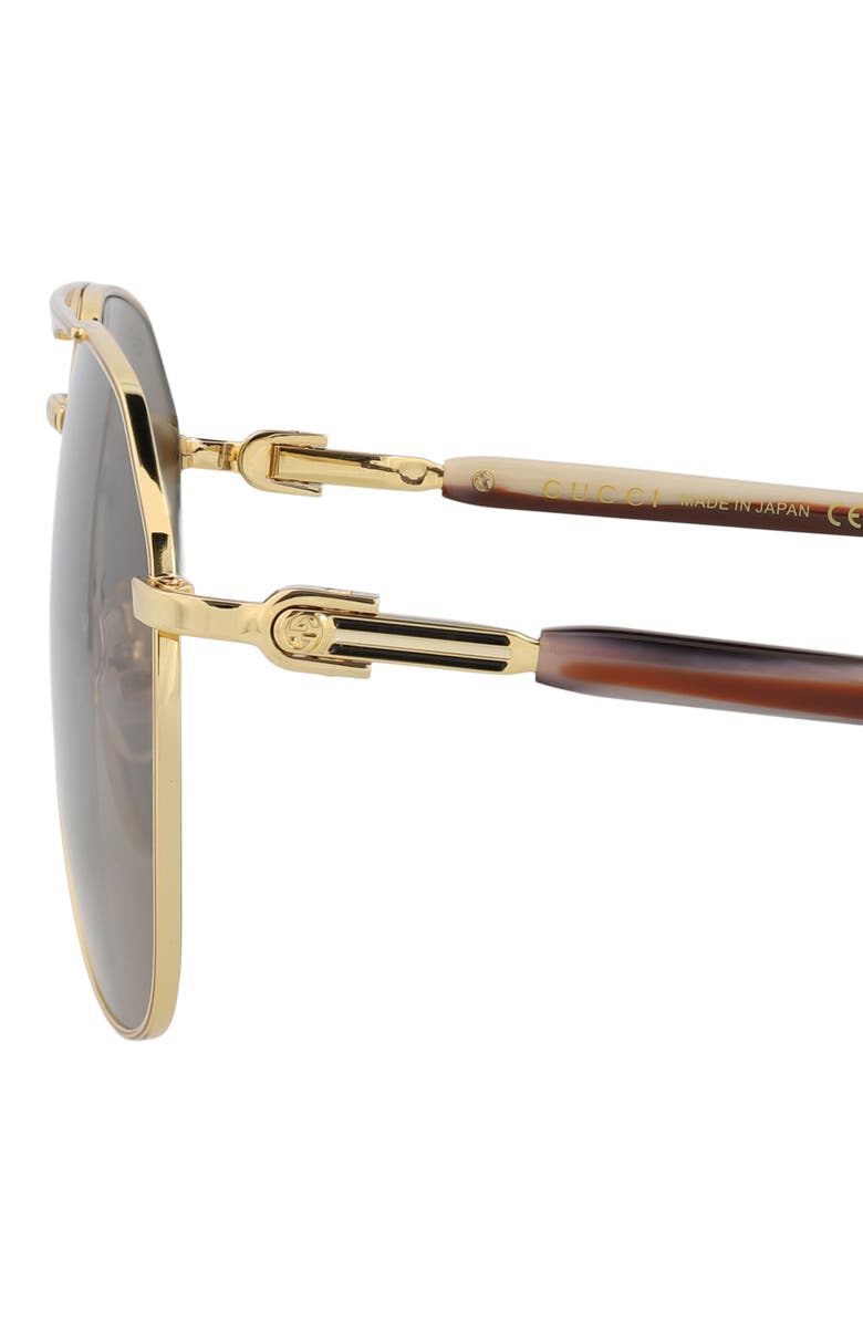 Gucci 59mm Aviator Sunglasses, Alternate, color, Gold Gold Brown
