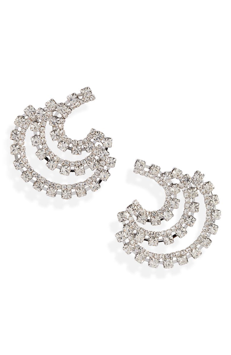 CRISTABELLE Three Row Crystal Button Earrings, Main, color, 