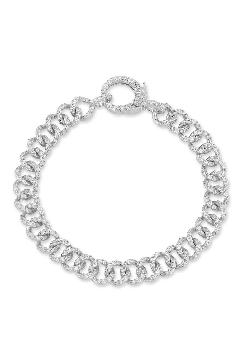 Sterling Silver CZ Chain Link Bracelet, Main, color, SILVER