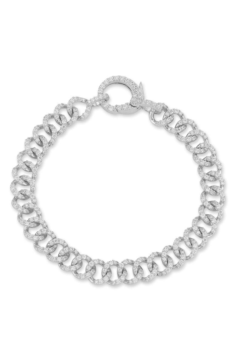 GLAZE JEWELRY Sterling Silver CZ Chain Link Bracelet, Main, color, 