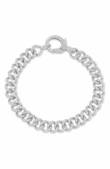 GLAZE JEWELRY Sterling Silver CZ Chain Link Bracelet