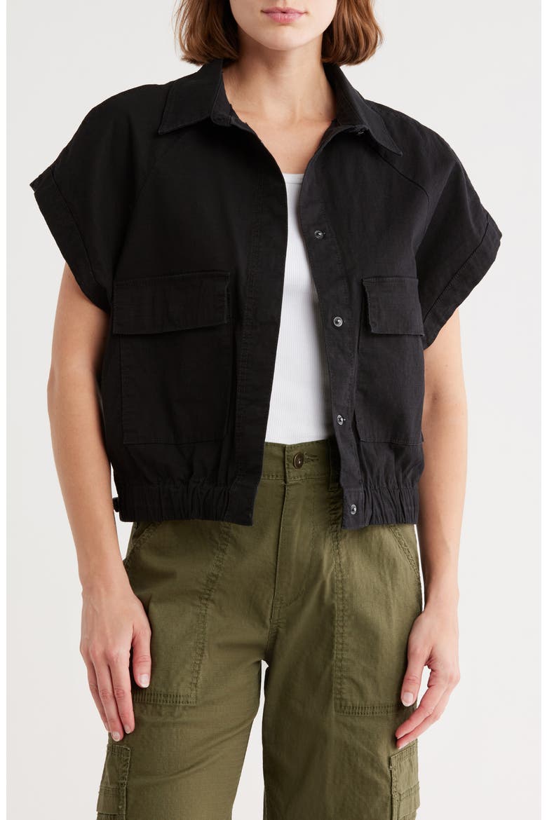 トップス BLACKUP rden Cotton Short Sleeve Jacke SUPPLIES BY UNIONBAY Shawna Short Sleeve Stretch Cotton Crop
