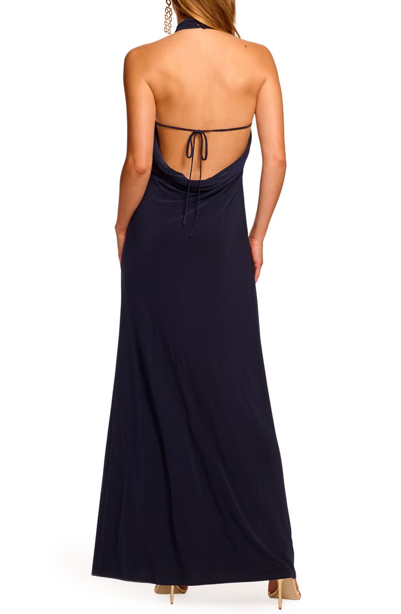 Ramy Brook Leora Maxi Halter Dress, Alternate, color, Navy