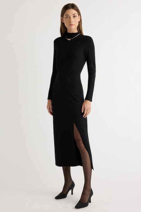Suki Mock Neck Side Slit Dress