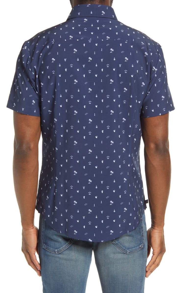 Mizzen+Main Leeward Trim Fit Short Sleeve Button-Up Performance Shirt, Alternate, color, 