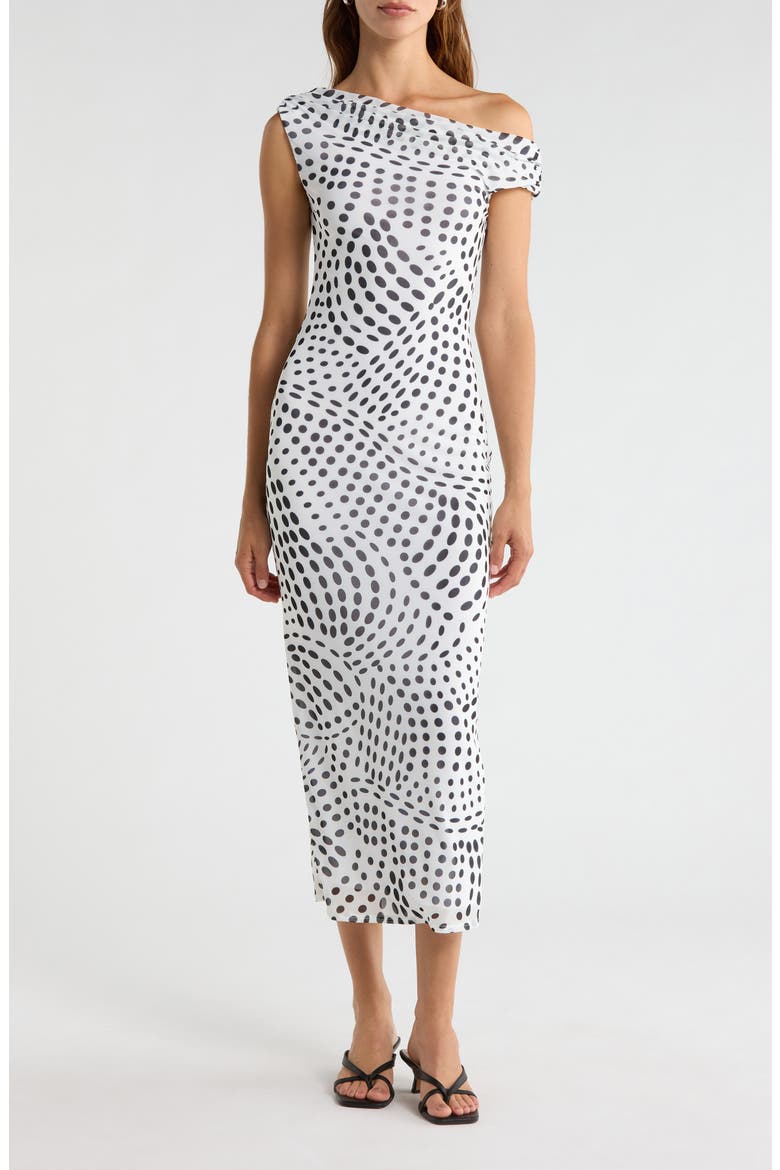 Holden Swirl Dot Print Dress, Main, color, NOIR SWIRL DOT