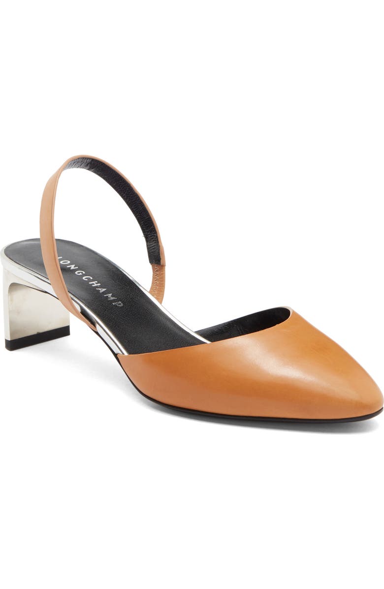 Longchamp Pointed Toe Slingback Pump, Main, color, Saffron