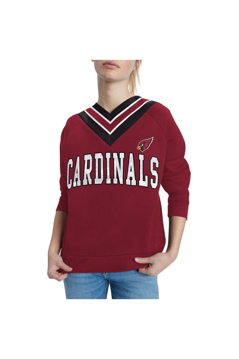 Women's Tommy Hilfiger Cardinal Arizona Cardinals Heidi V-Neck Pullover Sweatshirt, Alternate, color, Cardinal