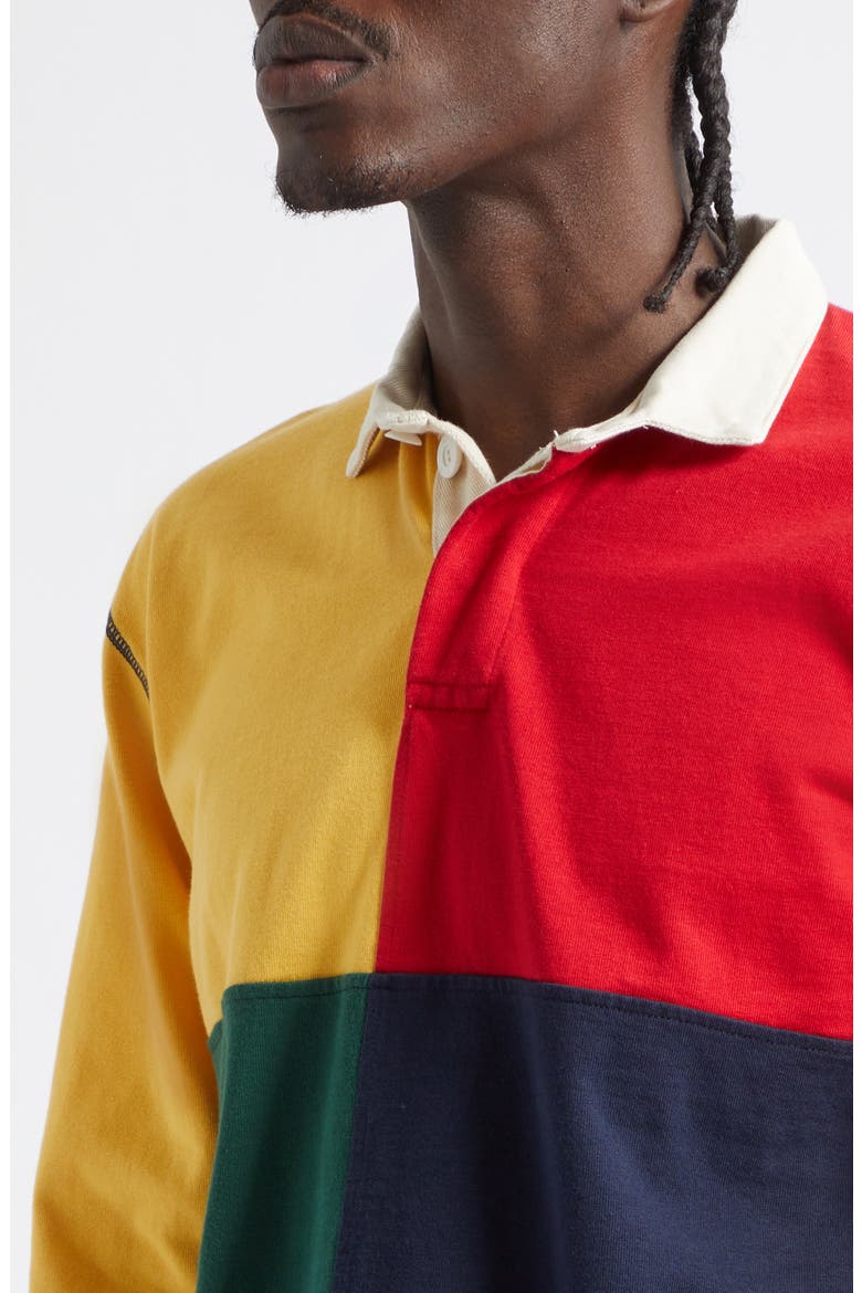 Colorblock Long Sleeve Rugby Polo, Alternate, color, 662 RED YEL BLUE GRN