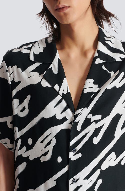 Shop Balmain Big Love Letter Pajama Shirt In Eab Black/white