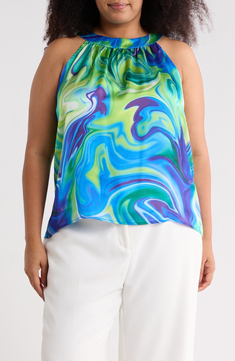 BY DESIGN Ocean Print Top, Main, color, Electric Ave