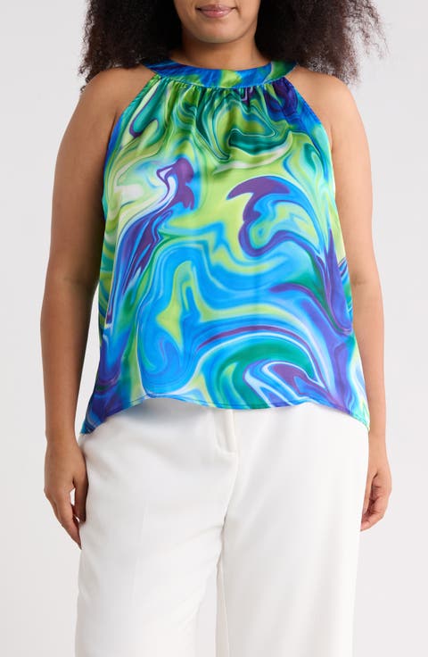 Ocean Print Top (Plus)