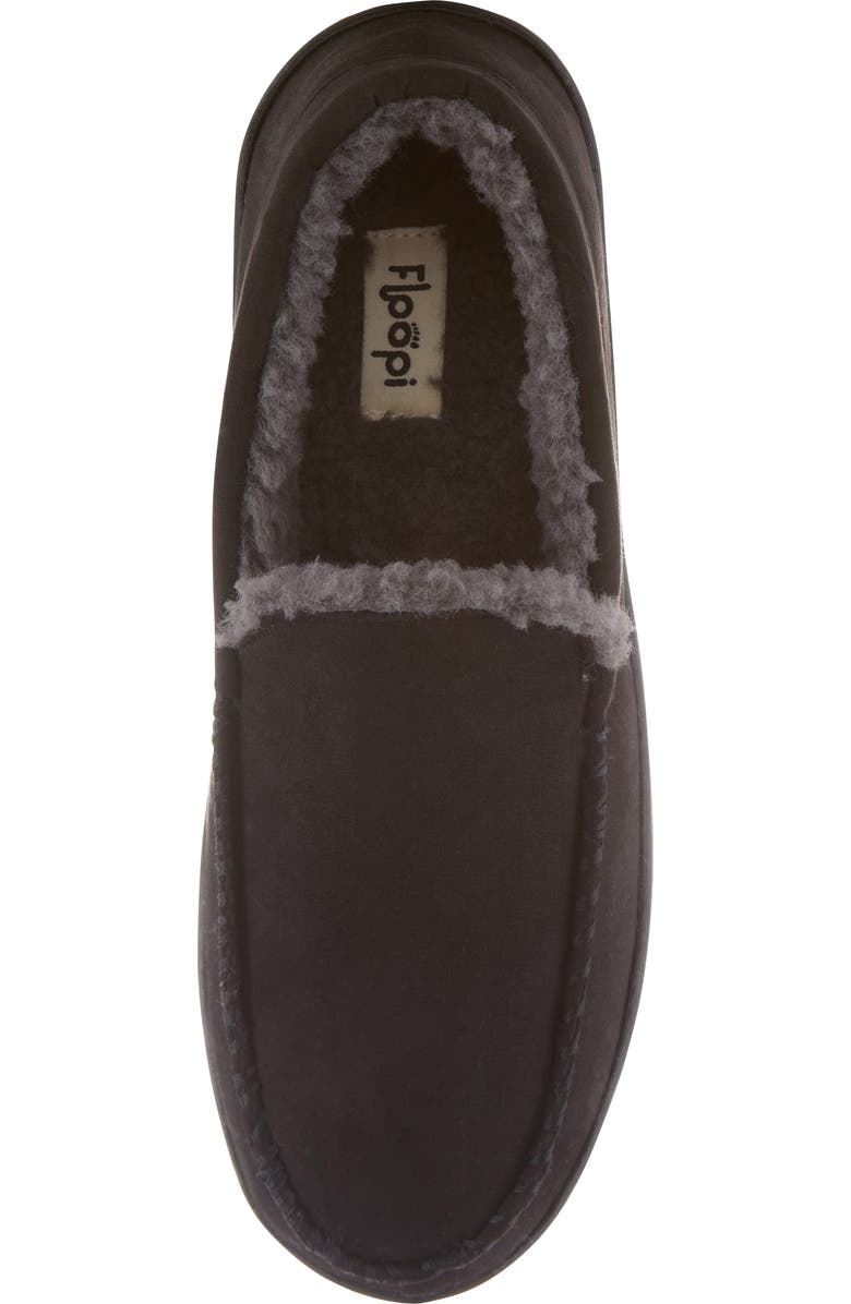 FLOOPI Faux Fur Trimmed Slipper, Alternate, color, Black