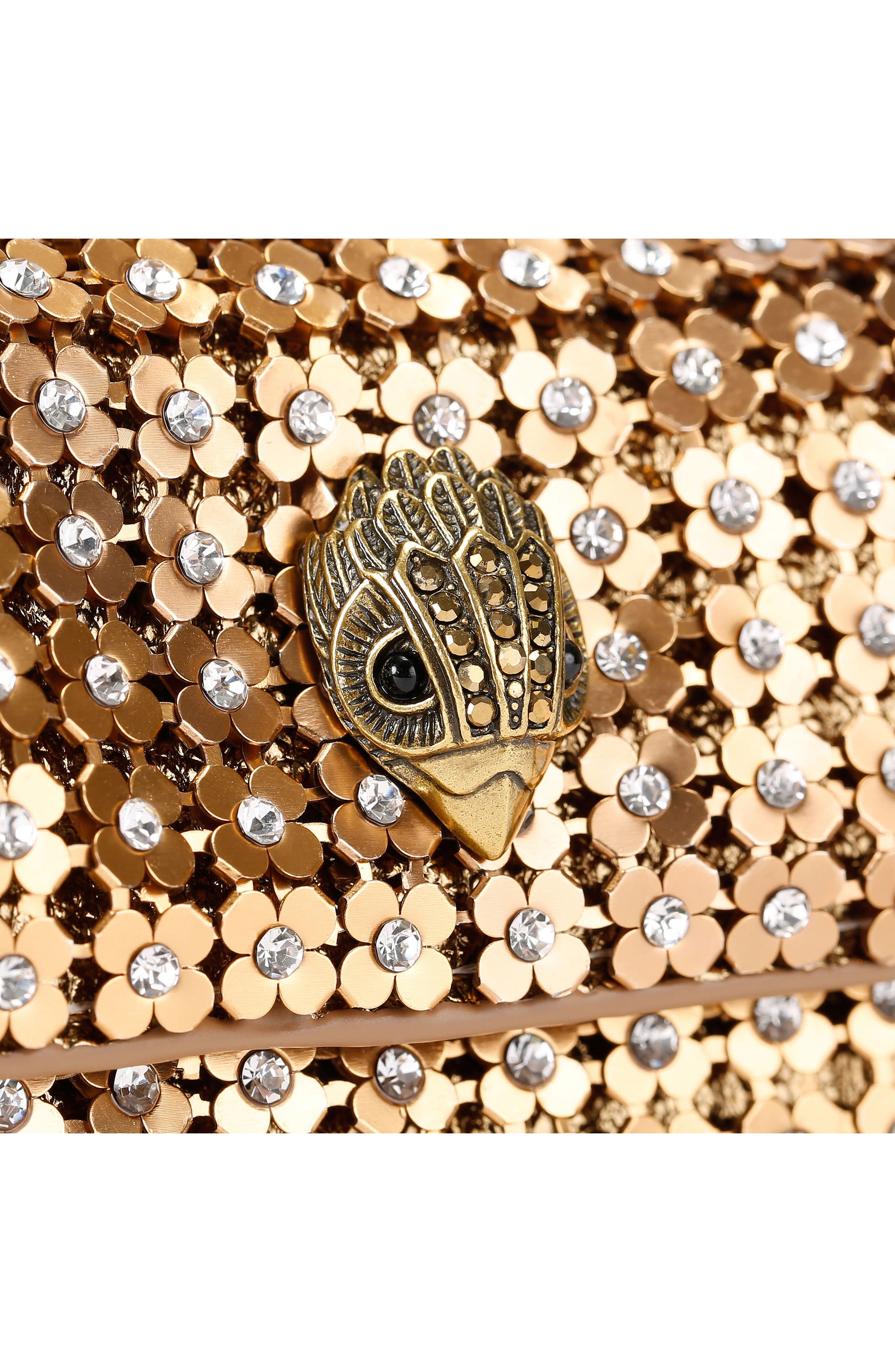 Kurt Geiger London Mini Crystal Flower Party Crossbody Bag, Alternate, color, Gold