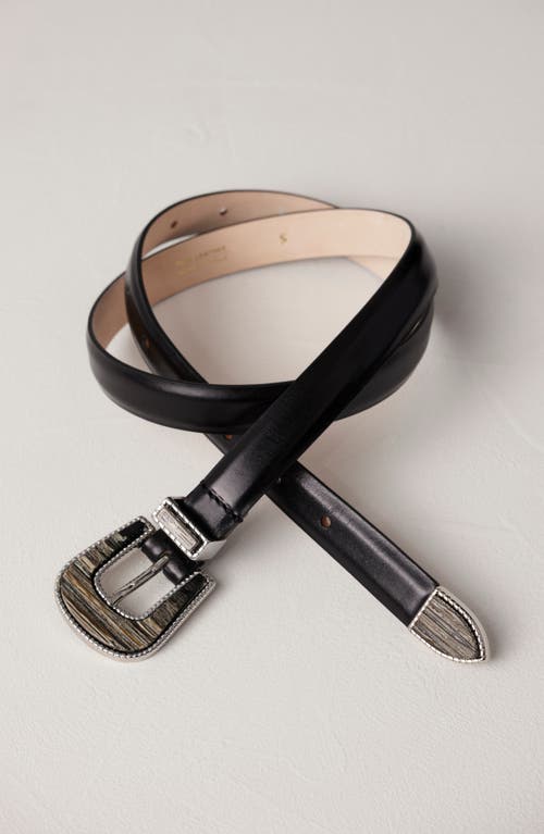 Dehanche Leather Belt In Black/onyx/silver