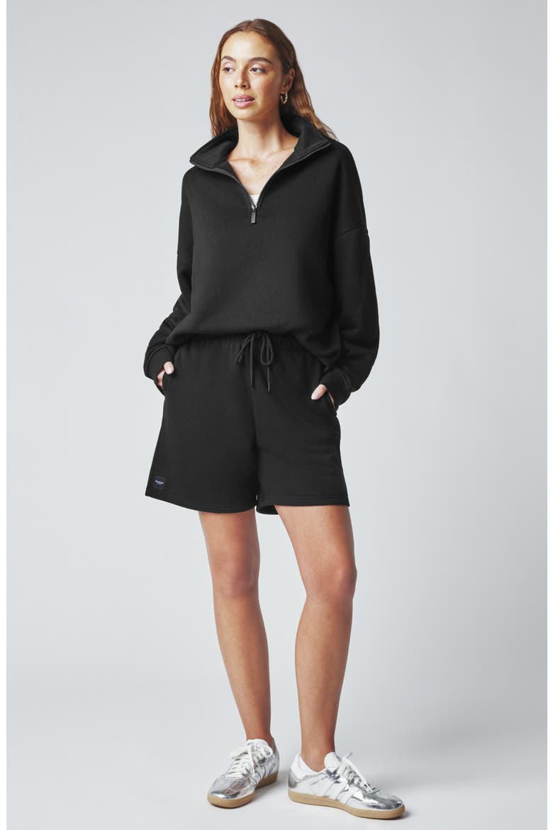Cozy Crush Half-Zip Cotton Blend Sweatshirt, Alternate, color, BLACK
