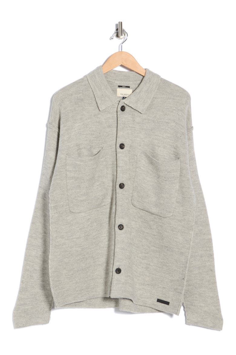 Boxy Cardigan, Alternate, color, HEATHER LIGHT GREY