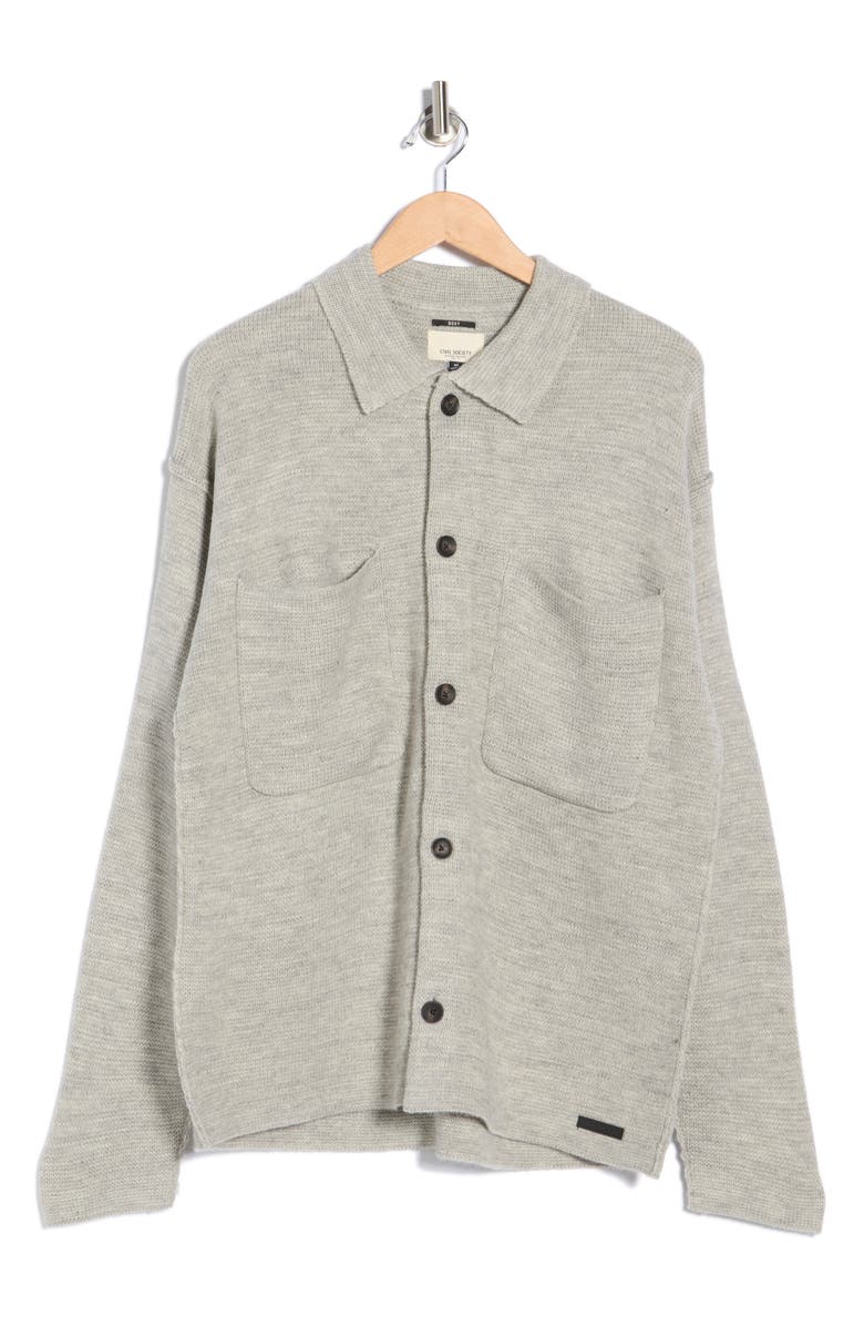 Civil Society Boxy Cardigan, Alternate, color, Heather Light Grey