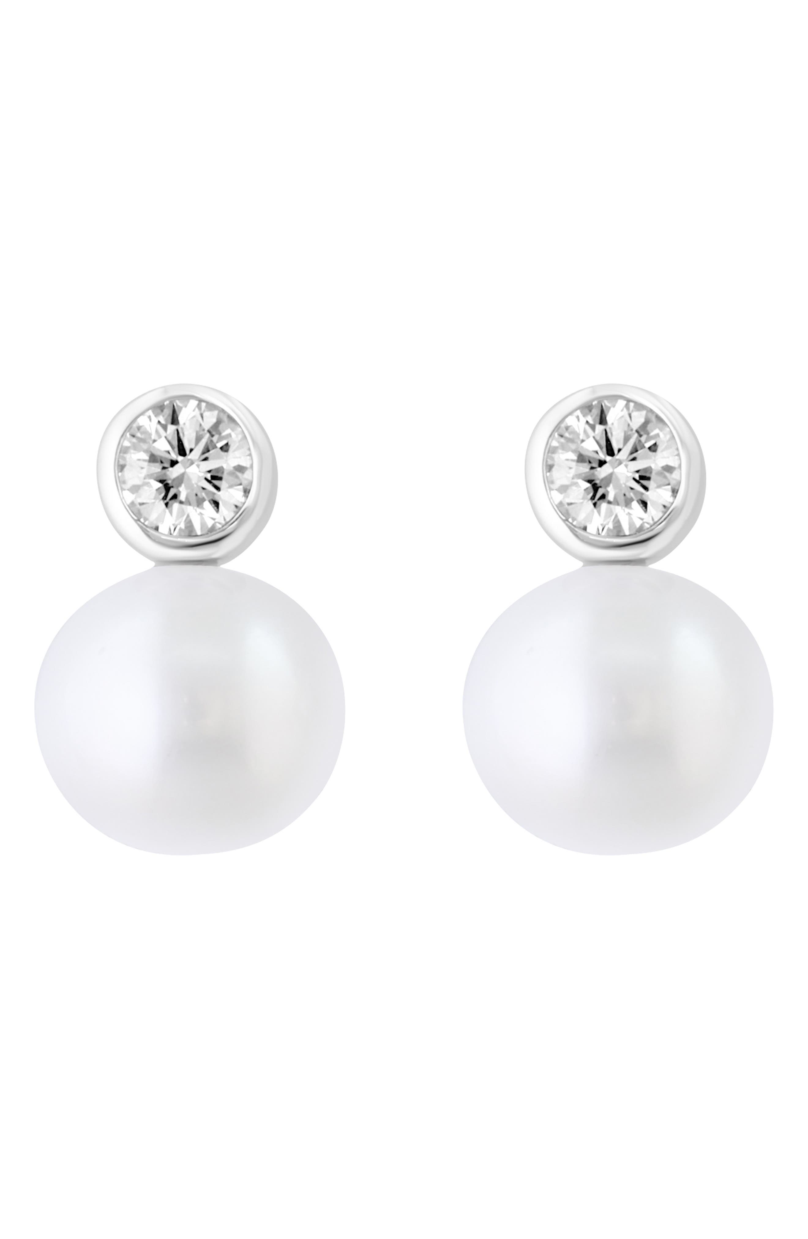 EFFY Lab-Grown Diamond & Freshwater Pearl Drop Earrings