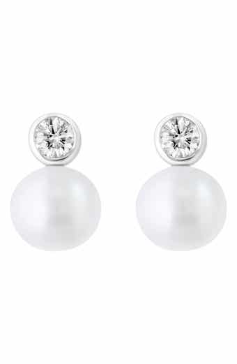 Lab-Grown Diamond & Freshwater Pearl Drop Earrings