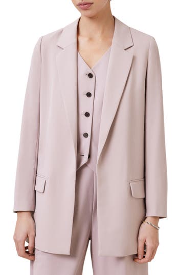 Allsaints Aleida Long Blazer In Mauve Chalk Pink