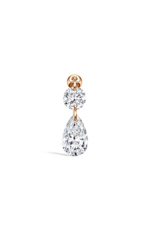 Single Floating Double Diamond Threaded Charm Earring