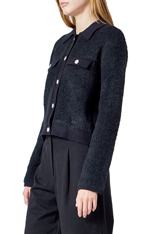 Endless Rose Embellished Knit Jacket In Blue