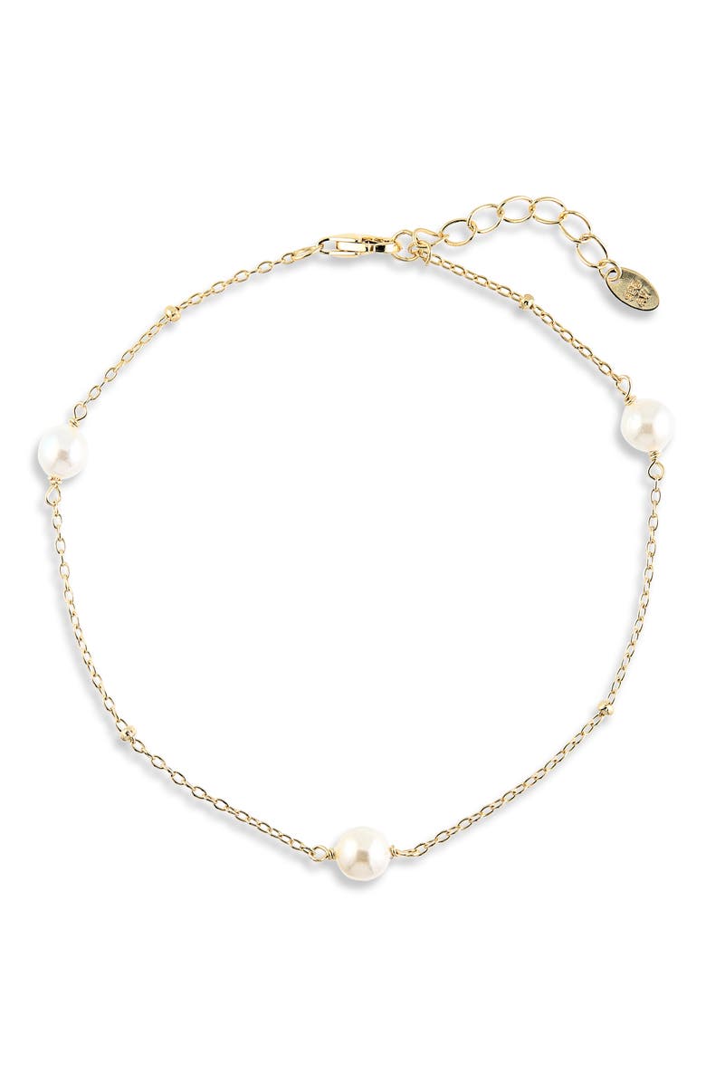 ARGENTO VIVO Freshwater Pearl Station Bracelet, Main, color, Gold