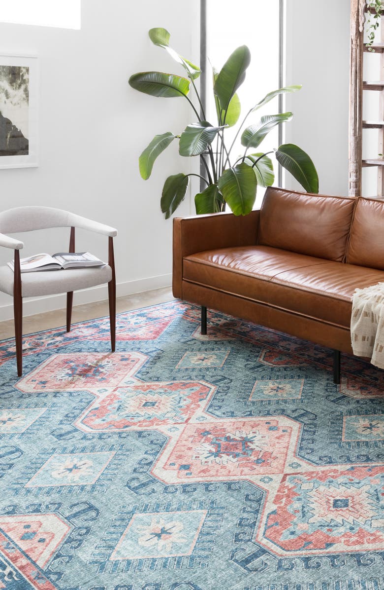 LOLOI II Rosette Collection Rug - Turquoise/Terracotta - 7'-6" x 9'-6", Alternate, color, Turquoise / Terracotta