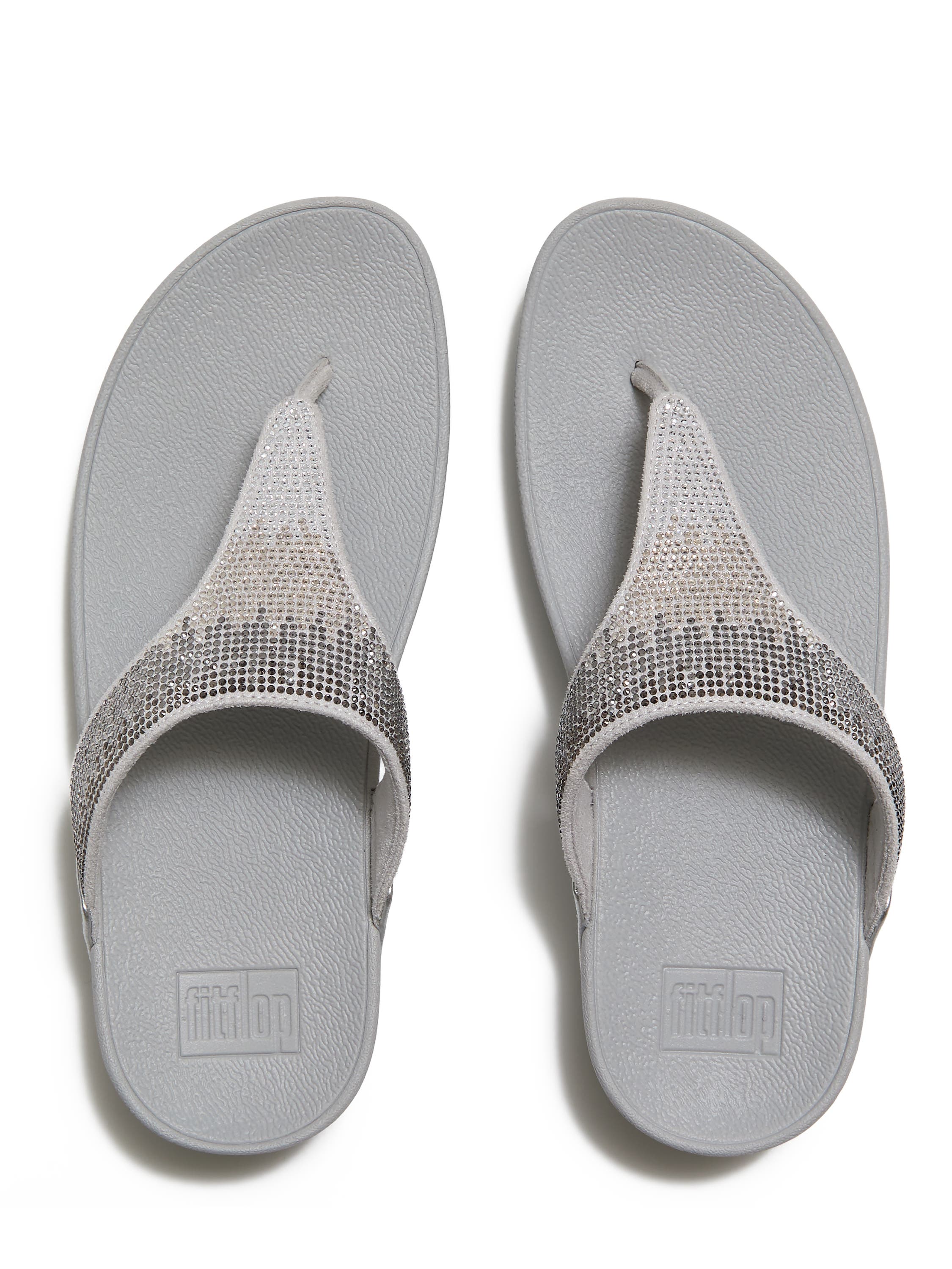 Lulu Ombre Crystal Toe-Post Sandals, Alternate, color, Silver