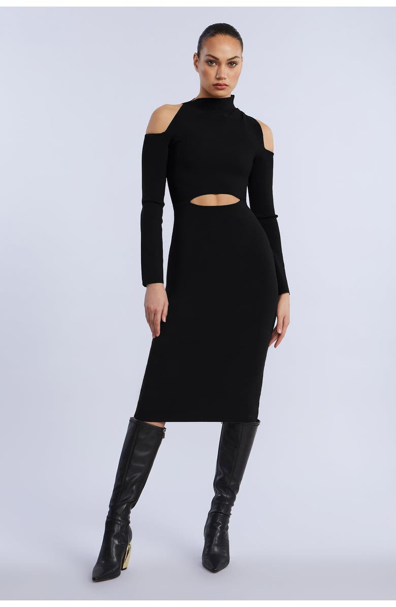 BCBGMAXAZRIA Cutout Cold Shoulder Dress, Main, color, Black