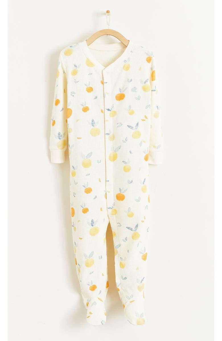 Babycottons Premium Cotton Nature Waffle Snug Footie Pajamas For Infant, Alternate, color, Off White