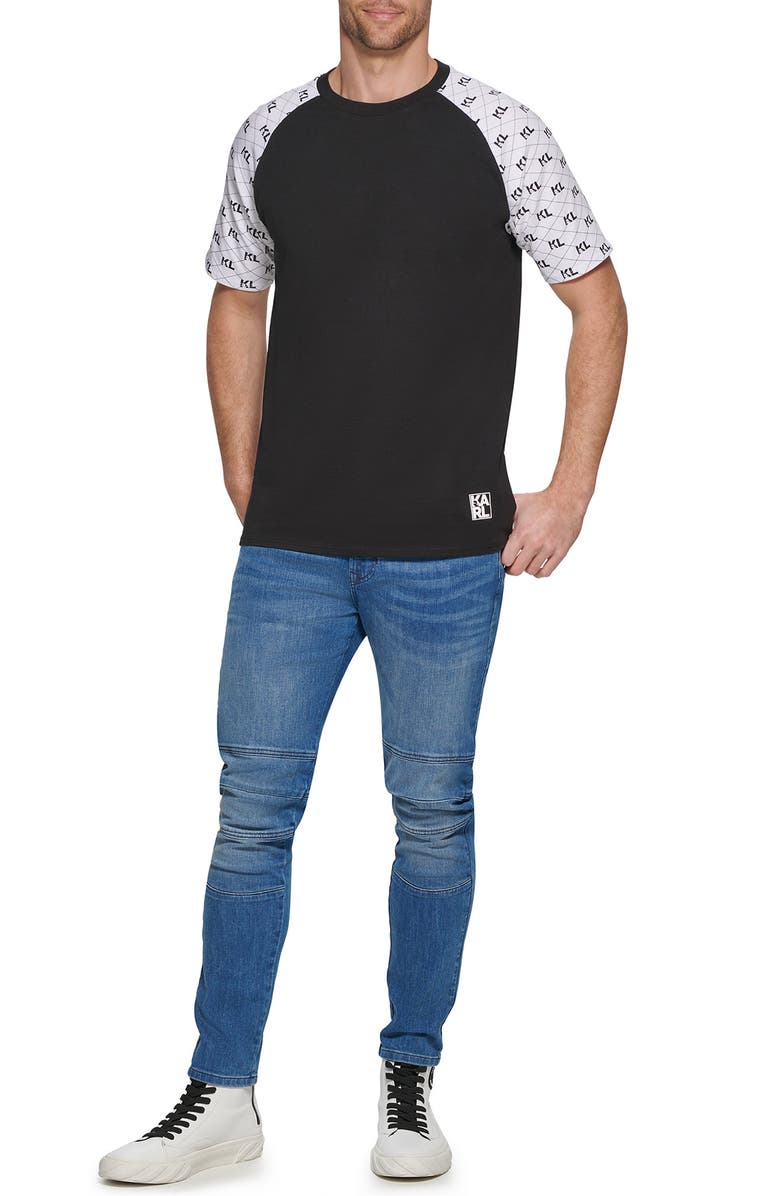 KARL LAGERFELD PARIS Logo Print Raglan Sleeve Cotton T-Shirt, Alternate, color, 