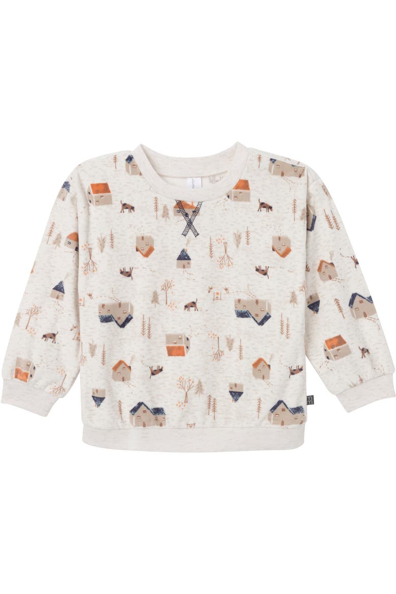 Fleece Pajama Top & Pant Set, Alternate, color, Oatmeal Village