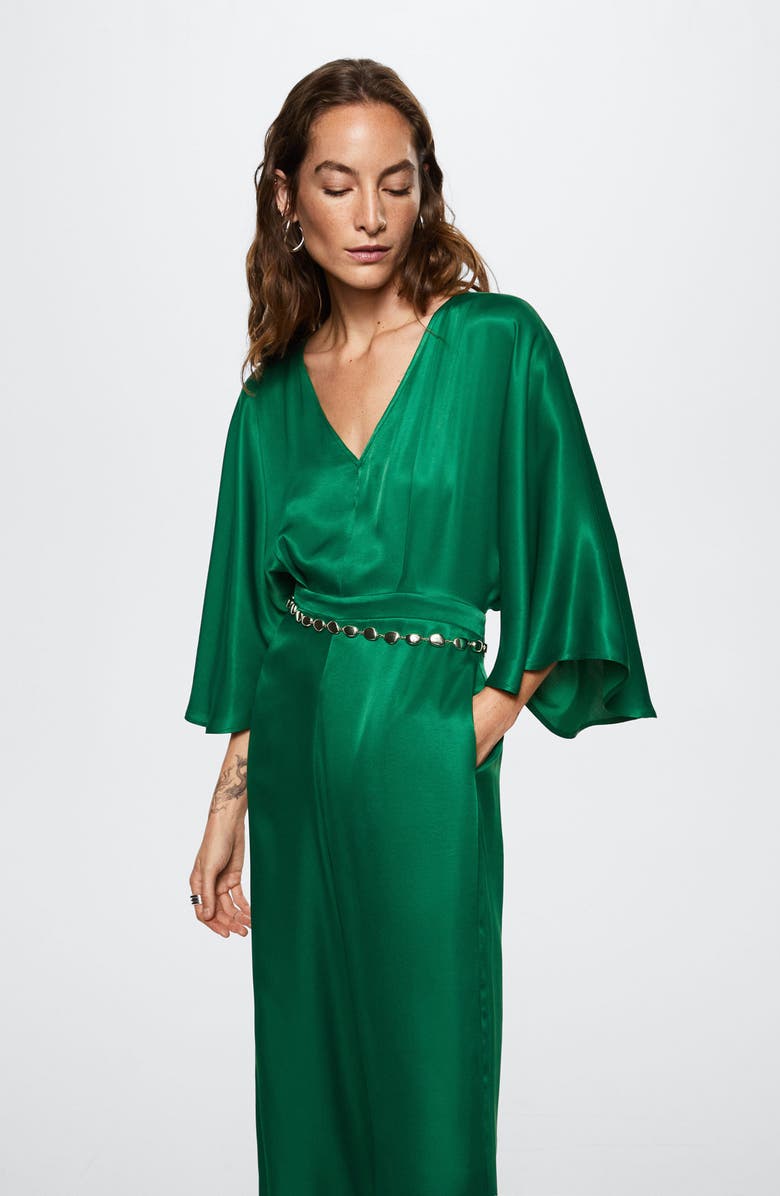 MANGO Wide Leg Satin Jumpsuit, Alternate, color,
